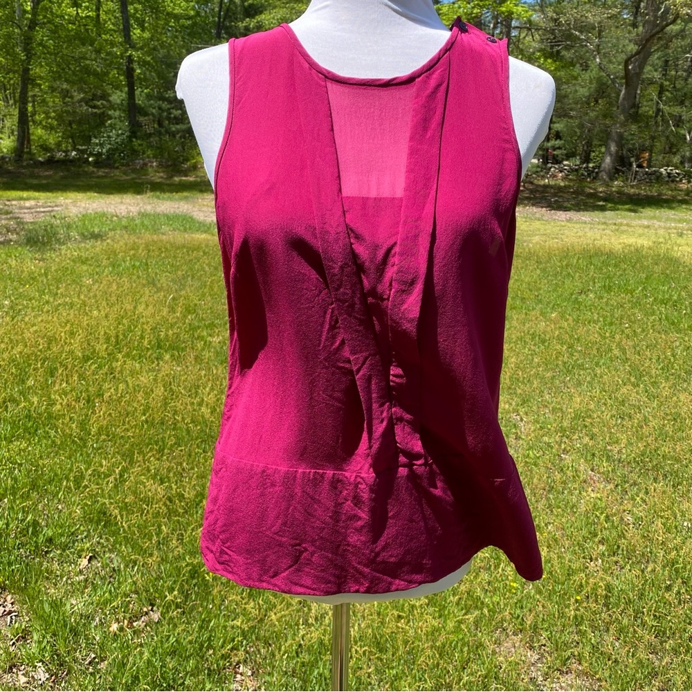 TRINA TURK TOP BLOUSE TANK SLEEVELESS PINK BARBIE CORE SILK SIZE M